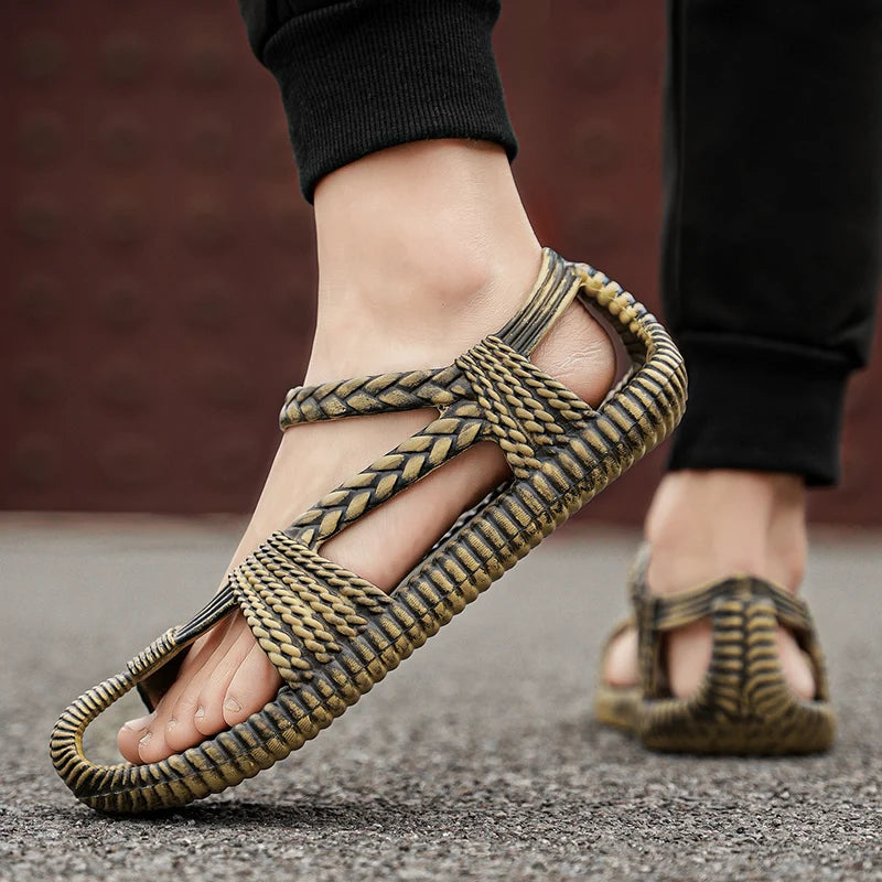 Sandales Homme Tressées – Tongs Plage Légères Été Semelle EVA