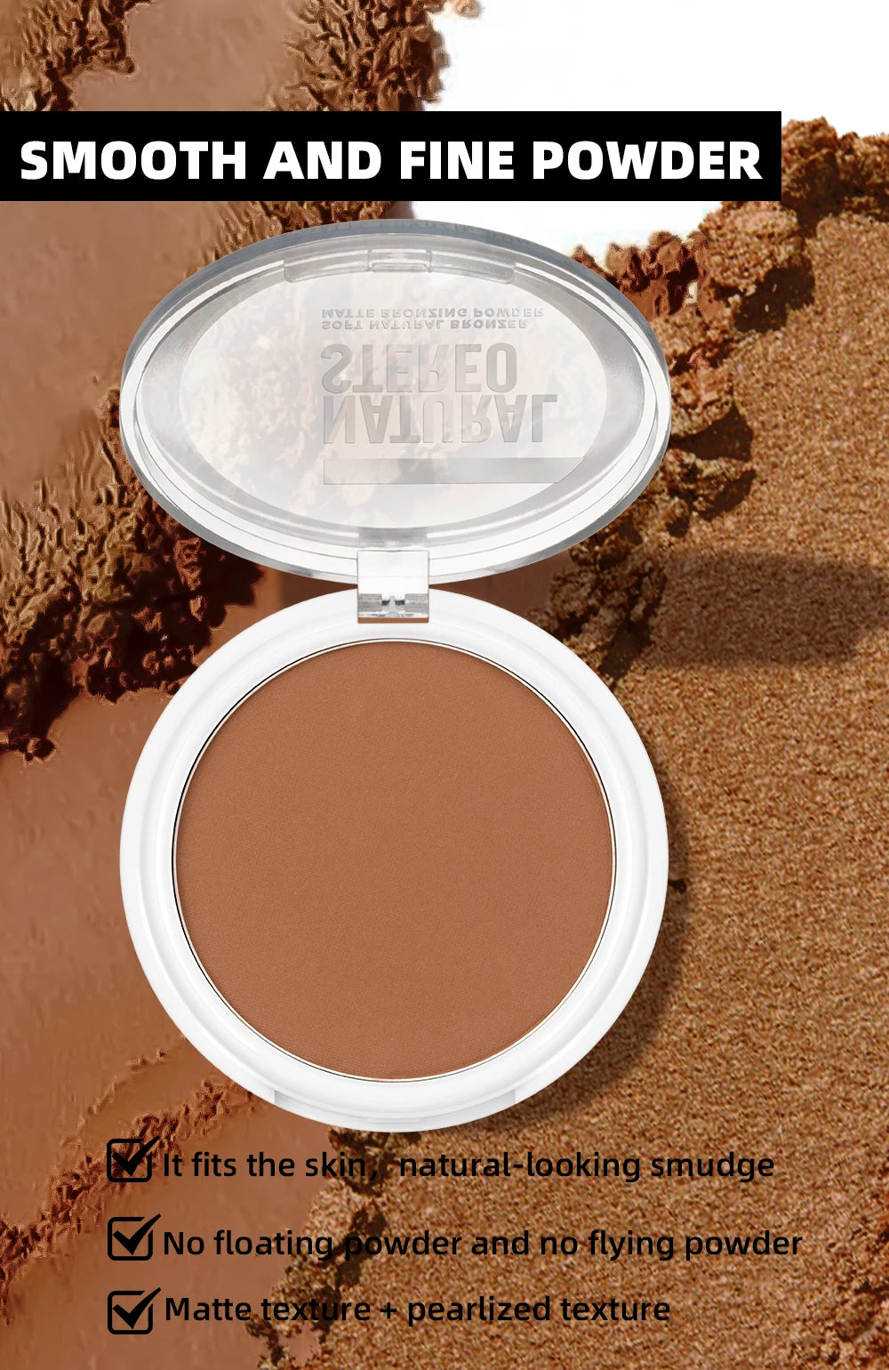 QIBEST Single Color Bronzer Contour Palette Face Shading Grooming Powder Lasting Matte Nose Shadow Highlight Blush Face Makeup