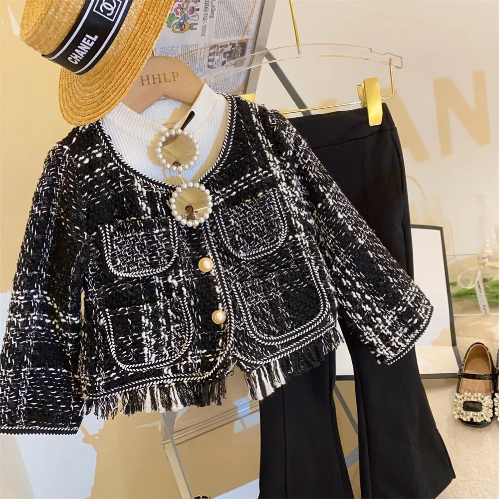 Children's Clothing Sets Woven Coat + Bell-bottom Pants 2pcs Toddler Girl Clothes Baby Girl Outfit Set Kids Boutique Clothes