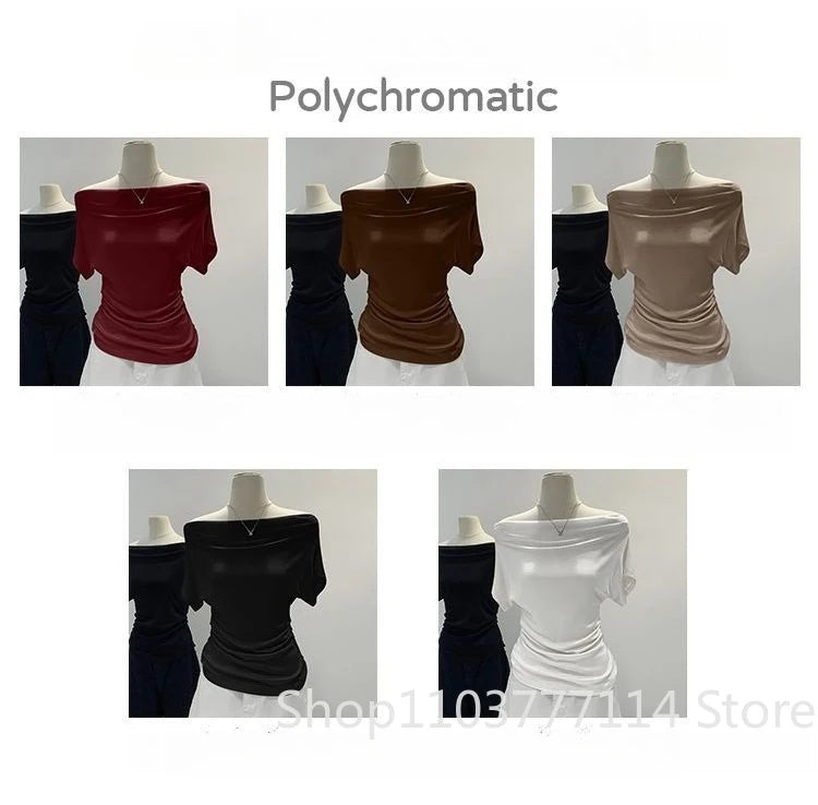 Summer Women's Slim Fit Multi Style Casual Fashion Short Sleeved T-shirt Basic Versatile Breathable Plus Size Shirt Top