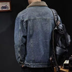 2026 Autumn and Winter Men's New Denim Jacket Fleece Thickened Retro Loose Casual Jacket