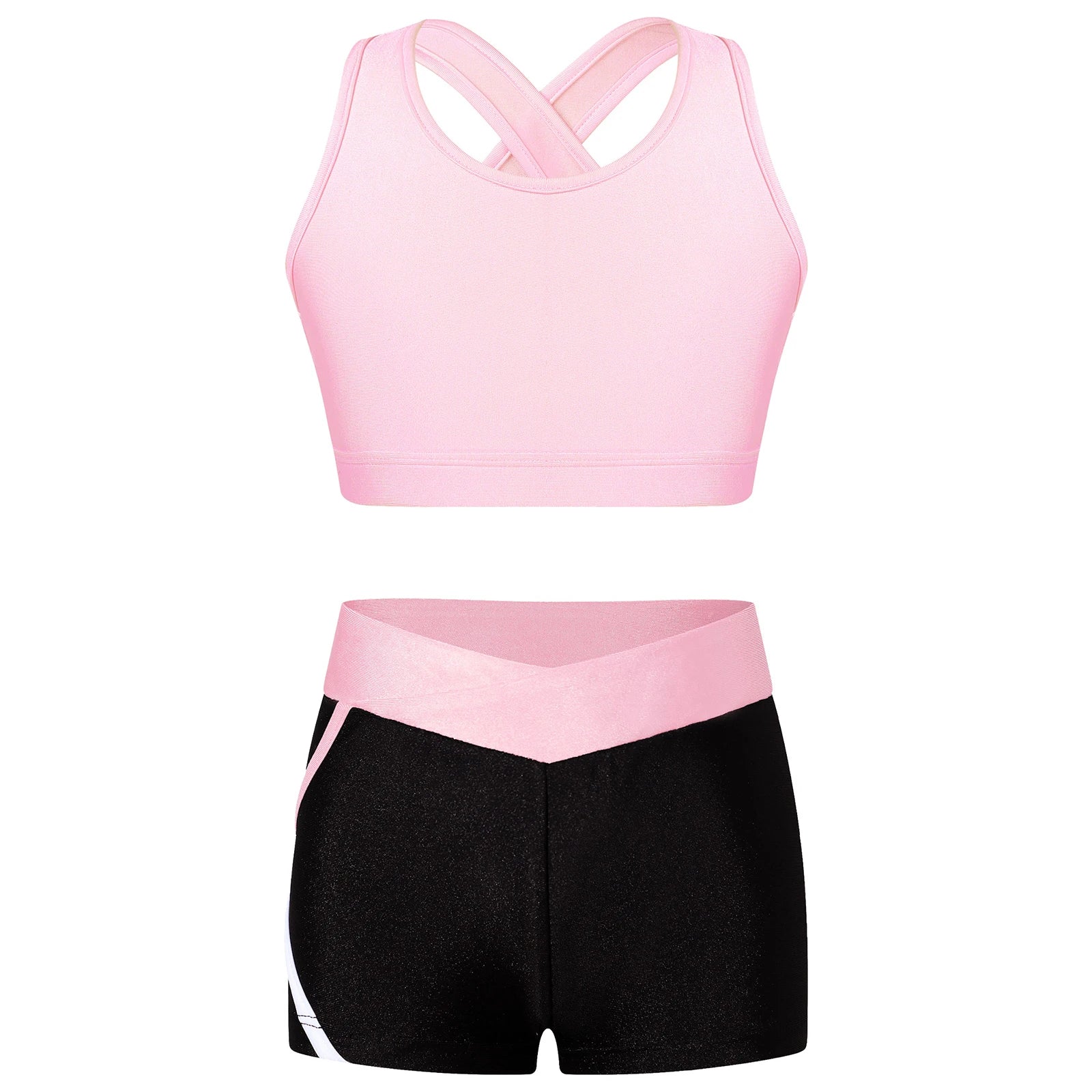Children's Clothing Girls Ballet Dance Suits Crop Top + Shorts Sports Sets for Running Gym Workout Outfit 8 10 14 16 Kids Sets
