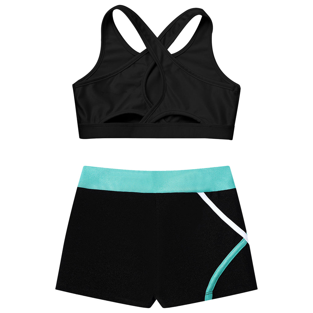Children's Clothing Girls Ballet Dance Suits Crop Top + Shorts Sports Sets for Running Gym Workout Outfit 8 10 14 16 Kids Sets