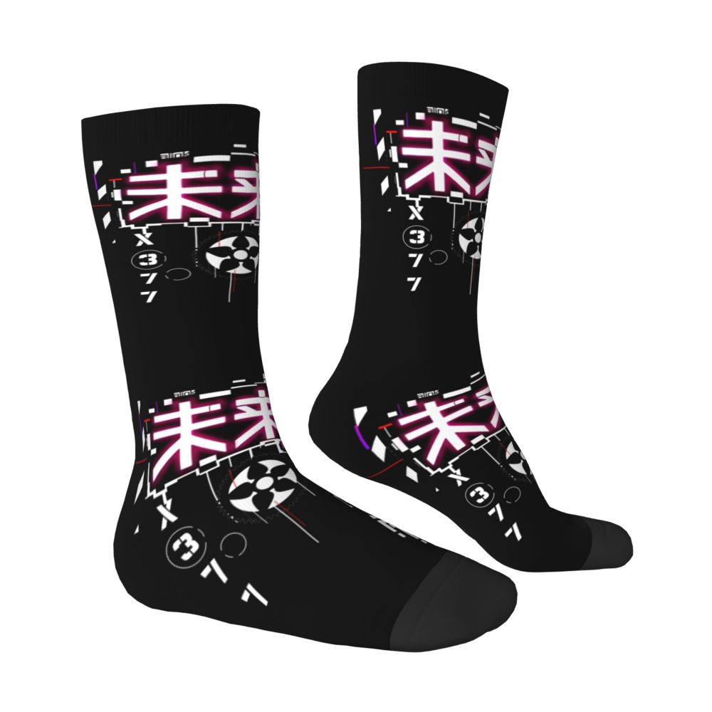 Techwear Men's Crew Socks Unisex Fun Japanese Future Tech Street Wear Style Spring Summer Autumn Winter Dress Socks