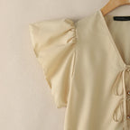 ZANZEA Summer Women Tops 2026 Elegant V Neck Short Sleeve Work Shirt
