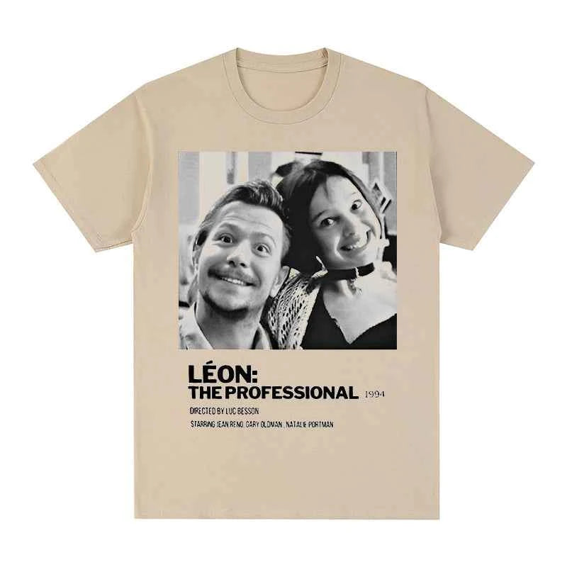 Léon Vintage T-shirt Movie The Professional Luc Besson Jean Reno 1994 Classic Film Cotton Men T shirt New Tee Men Womens Tops