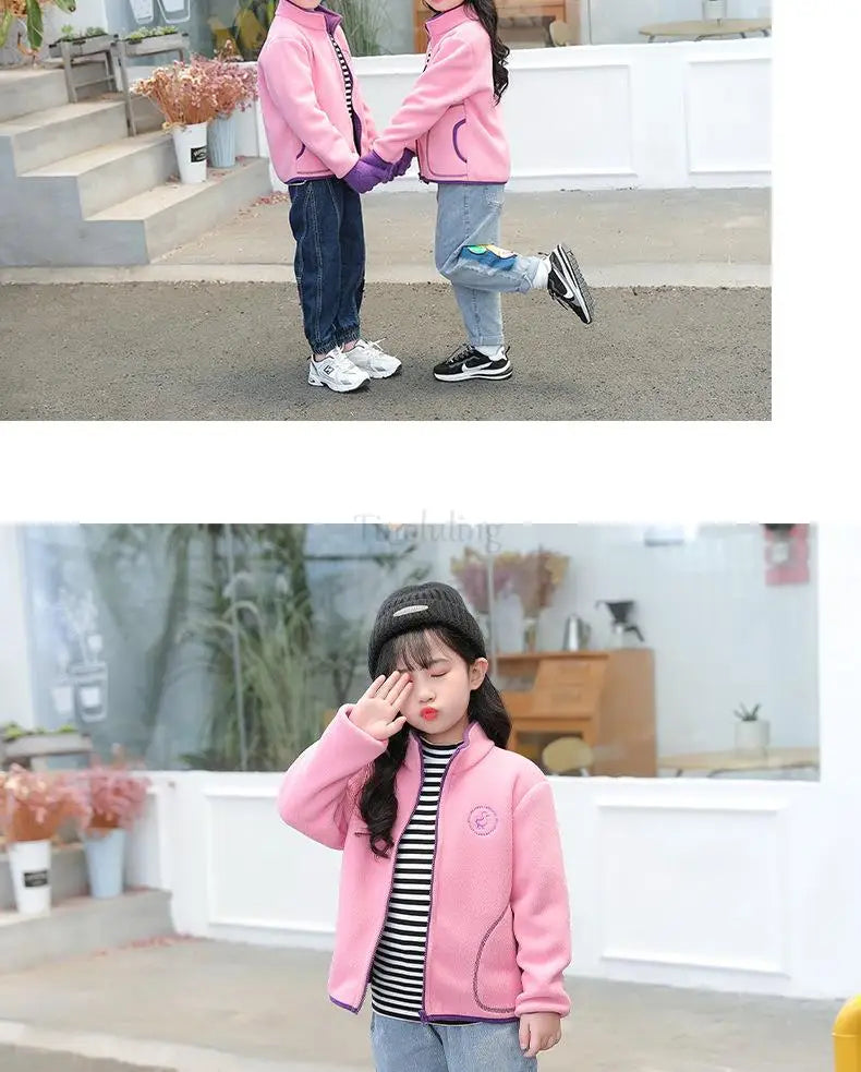 Manteau Polaire Enfant À Capuche – Double Polaire Chaud Zipé 2-14 Ans