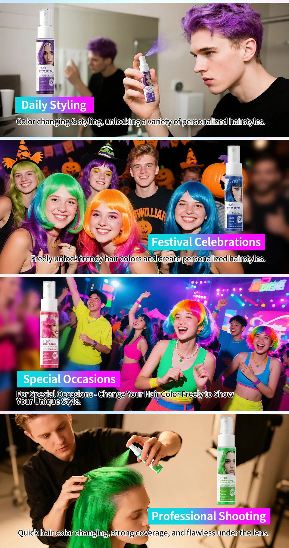 Hair Color Spray Hairs Dyed Hair Colour Styling Product Long Lasting Dye for Hair Beards Coloring Temporary Hair Colour Cream