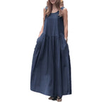 Women's Dress 2025 Summer Cotton and Linen Casual Round Neck
