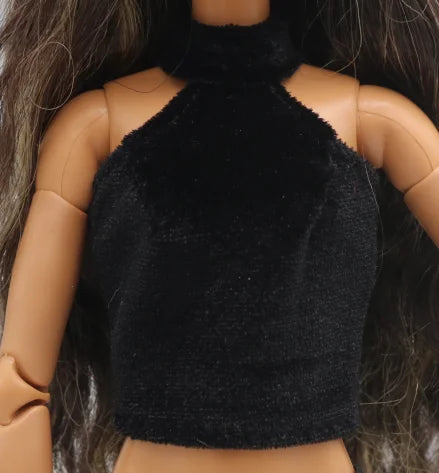 New 30cm 1/6 Doll jeans shorts velvet velvet halterneck vest set Daily Wear Clothes for Barbies doll Accessories