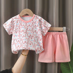 Baby Girl Summer Outfit Set Short Sleeve T-shirt And Shorts
