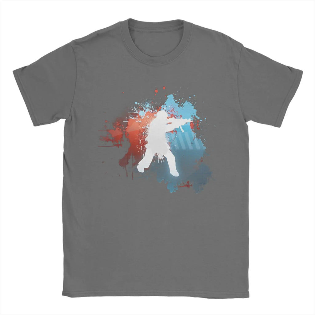 Men's T-Shirts Counters Shooting Striking Go Awesome Cotton Tee Shirt Short Sleeve Game Silhouette T Shirts O Neck Clothes Gift