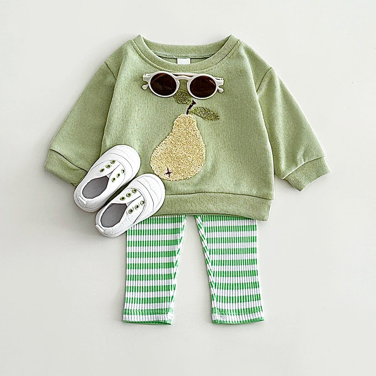 0-3Y Baby Girl Clothing Toddler Boys Sets Infant Suit Long Sleeved Pullover Shirt Cotton Newborn Baby Clothes Fruit Embroidery