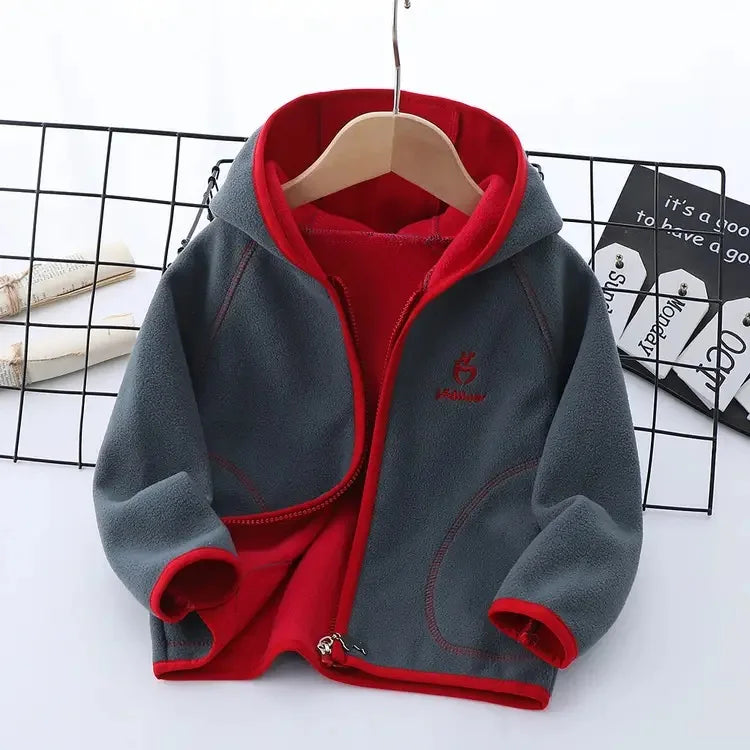 Manteau Polaire Enfant À Capuche – Double Polaire Chaud Zipé 2-14 Ans