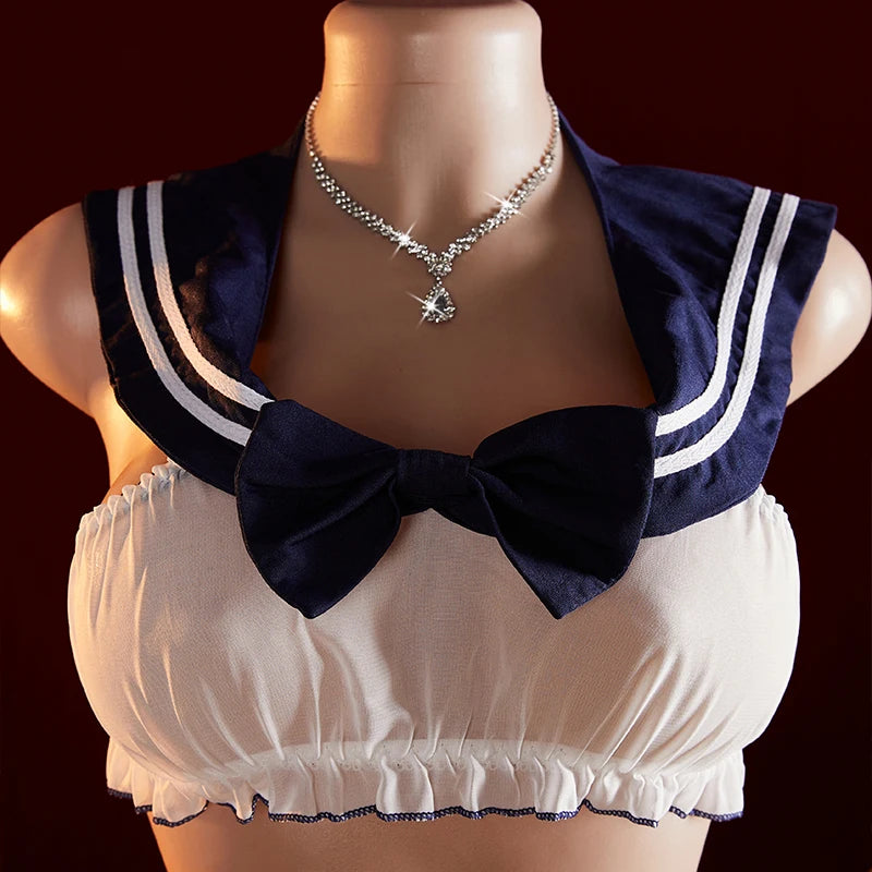 Women Uniform Temptation Sexy Lingerie Crotchless Nightgown Underwear Set Schoolgirl Cosplay Uniform Sex Outfit Erotic Costumes