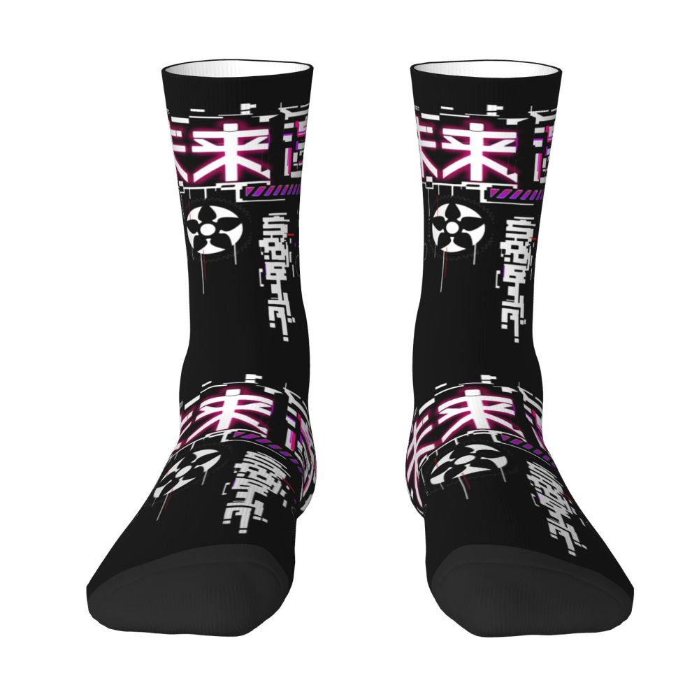 Techwear Men's Crew Socks Unisex Fun Japanese Future Tech Street Wear Style Spring Summer Autumn Winter Dress Socks