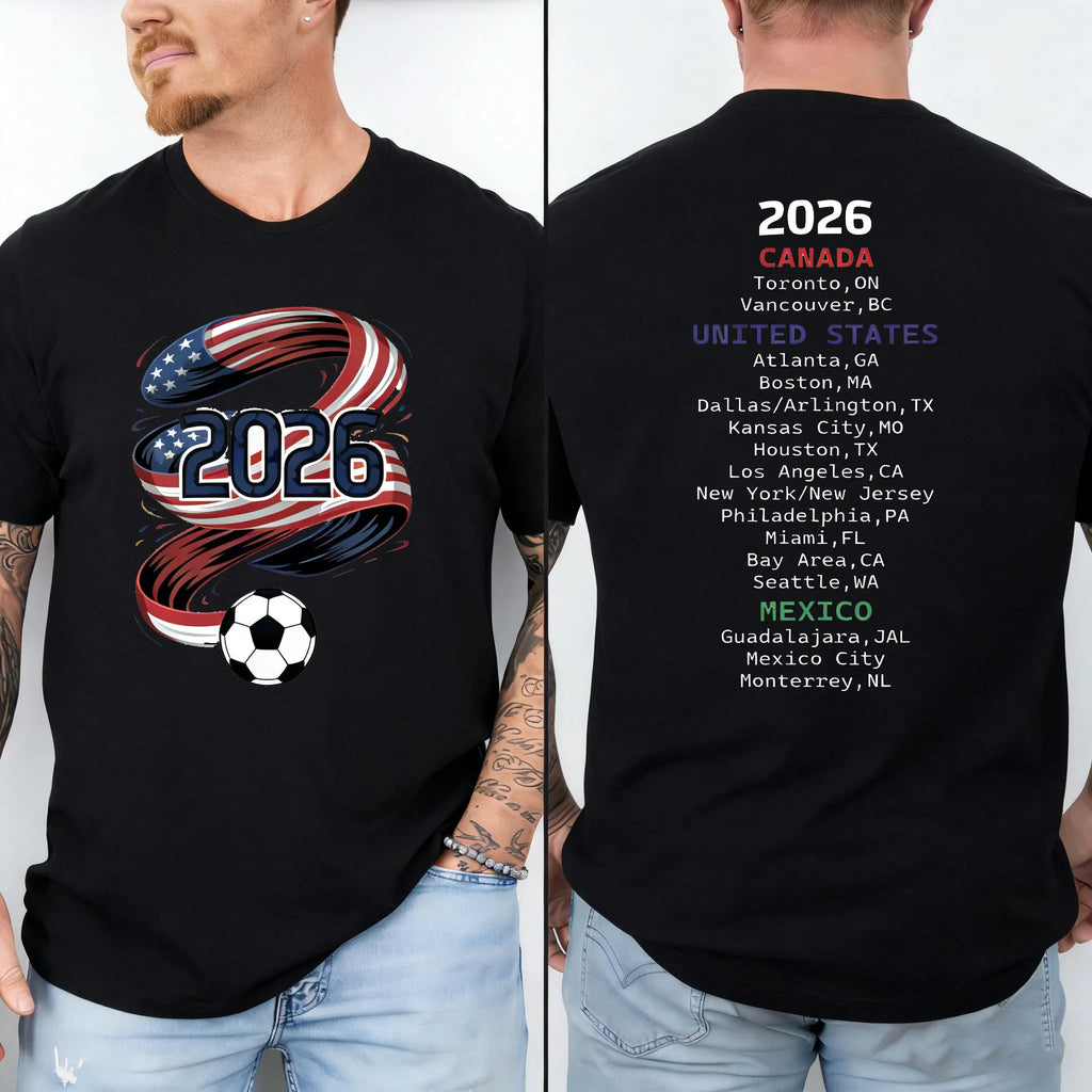 2026 Soccer Part Supplies T-shirts North America Soccer T-Shirt Host Cities List Soccer Fan Gift Shirt Apparel Graphic T Shirts