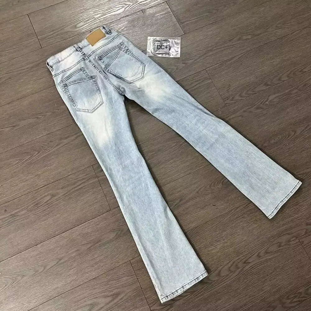 Jean homme bleu clair délavé – Coupe droite streetwear