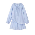 Plus-size Fashionable and Casual Women's Summer Outfit for Plus-size Loose Sunscreen Long-sleeved Top with Shorts Two-piece Set