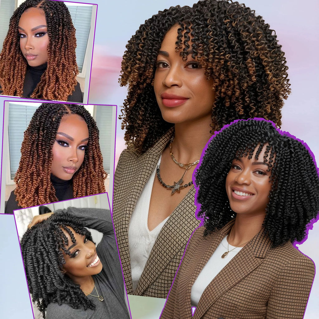 Latest and Hottest Wholesale Afro Twist Braiding Hair Spring Twists Hair Extensions Pre-curled for Short Kinky Twist Braids