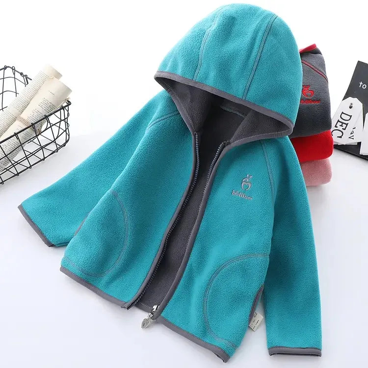 Manteau Polaire Enfant À Capuche – Double Polaire Chaud Zipé 2-14 Ans