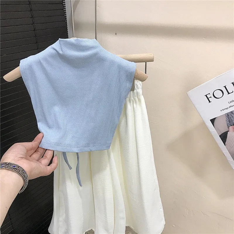 Children's Clothing sets 2-7 Years Backless Sleeveless T-Shirt & White Wide Leg Pants Summer Outfit Toddler Infant Clothing Set