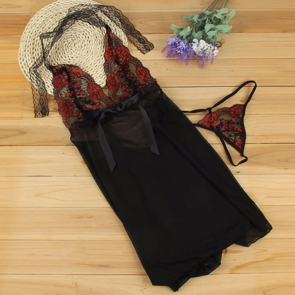 Sexy Lace Lingerie Hot Porno Erotic Costumes Nightgown Babydolls Sexy Teddy Lenceria Sexi Mujer Dress For Women Female