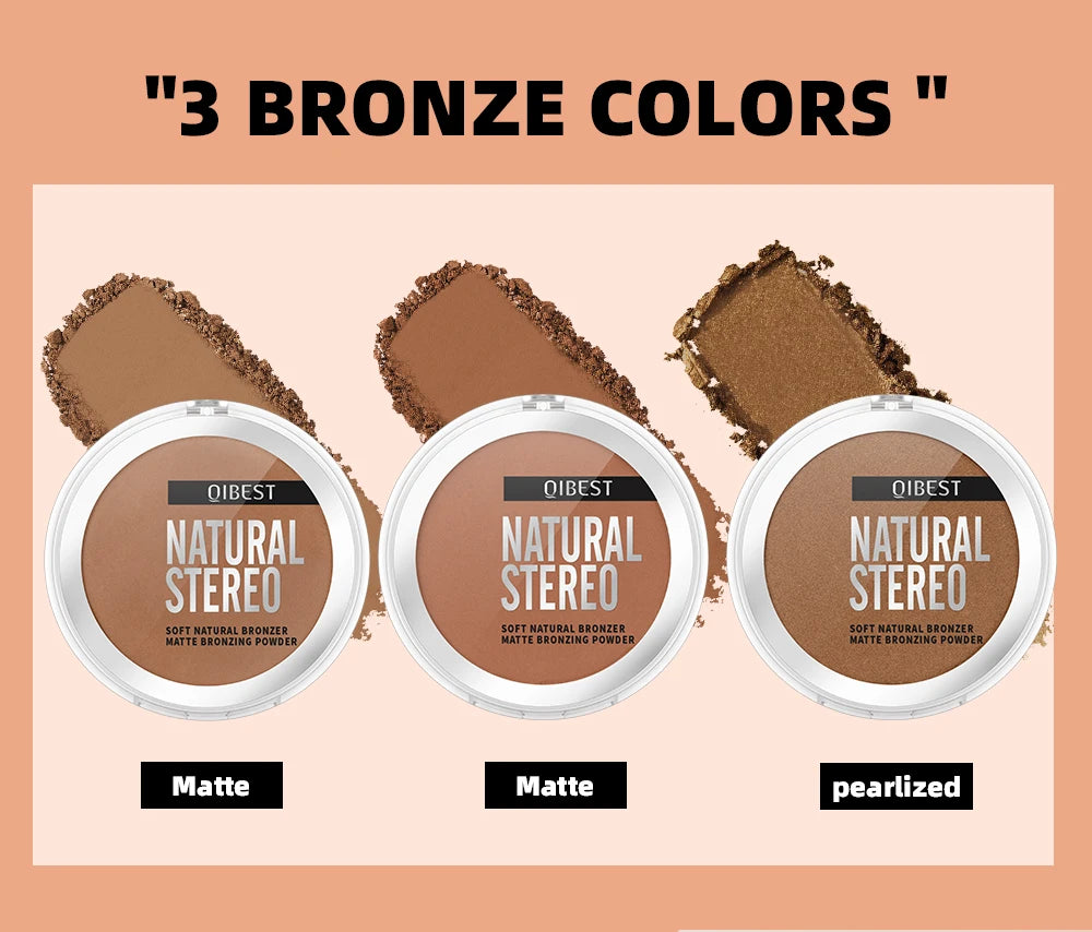 QIBEST Single Color Bronzer Contour Palette Face Shading Grooming Powder Lasting Matte Nose Shadow Highlight Blush Face Makeup
