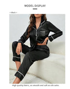 Plus Size Autumn and Winter Silk Pajamas Women Tops and Pants Solid
