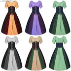 Costumes Halloween pour femmes,robe trapèze rétro médiévale,couleur