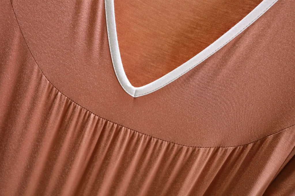 Plus size L to 6XL Modal V-Neck sleepdress summer women Loose homewear dress solid color casual long nightdress comfort homewear