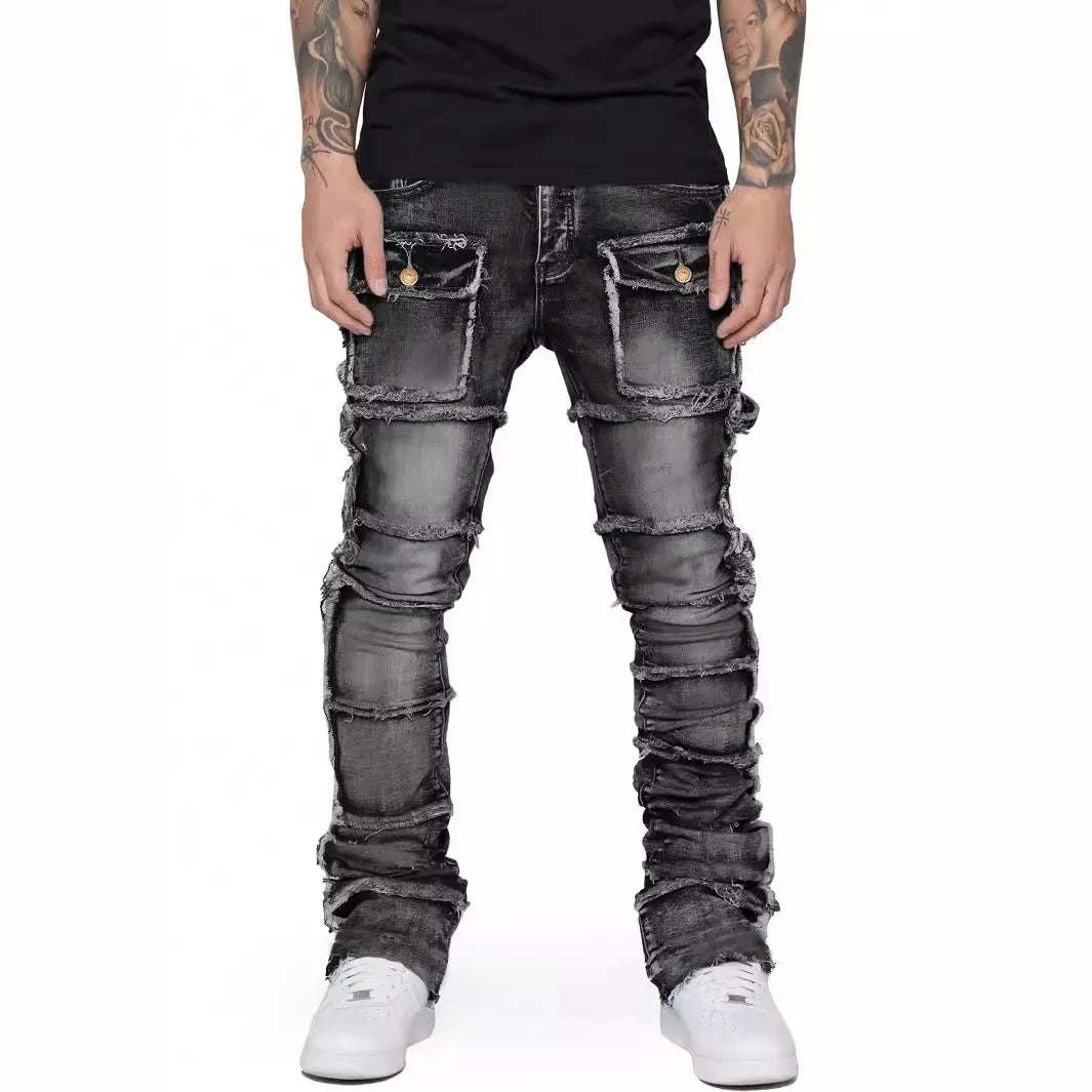 Jean homme évasé avec patch – Workwear streetwear