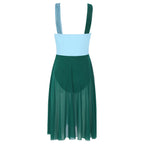 Women Ballet Dance Dress Adult Modern Contemporary Lyrical Dance Costumes Sleeveless Color Block Gymnastics Leotard Dancewear