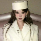 French Style Beret Hat Caps Airline Stewardess Flight Attendant Vintage Hat Black Flat Top Hat Hair Clip Hair Accessories