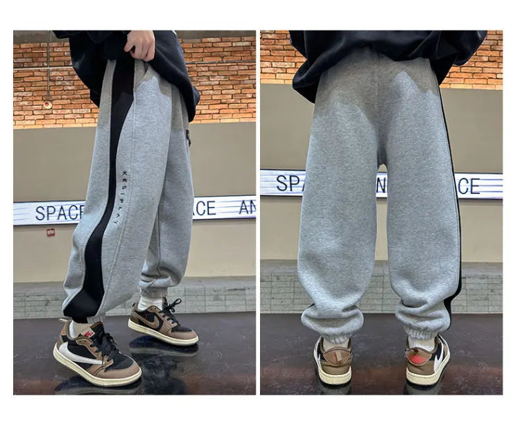 Velvet Pants Kids Children Sports Pants Winter Boys Long Cotton School Thick Casual Warm Grey Trousers 5 7 9 11 13 14 Years Old