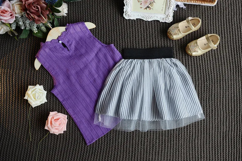 Kids Girl Clothes Set Infant Clothing Sleeveless Vest+Skirts 2Pcs Clothing Set Fashion Toddler Costume Children 0-7Year BC1383