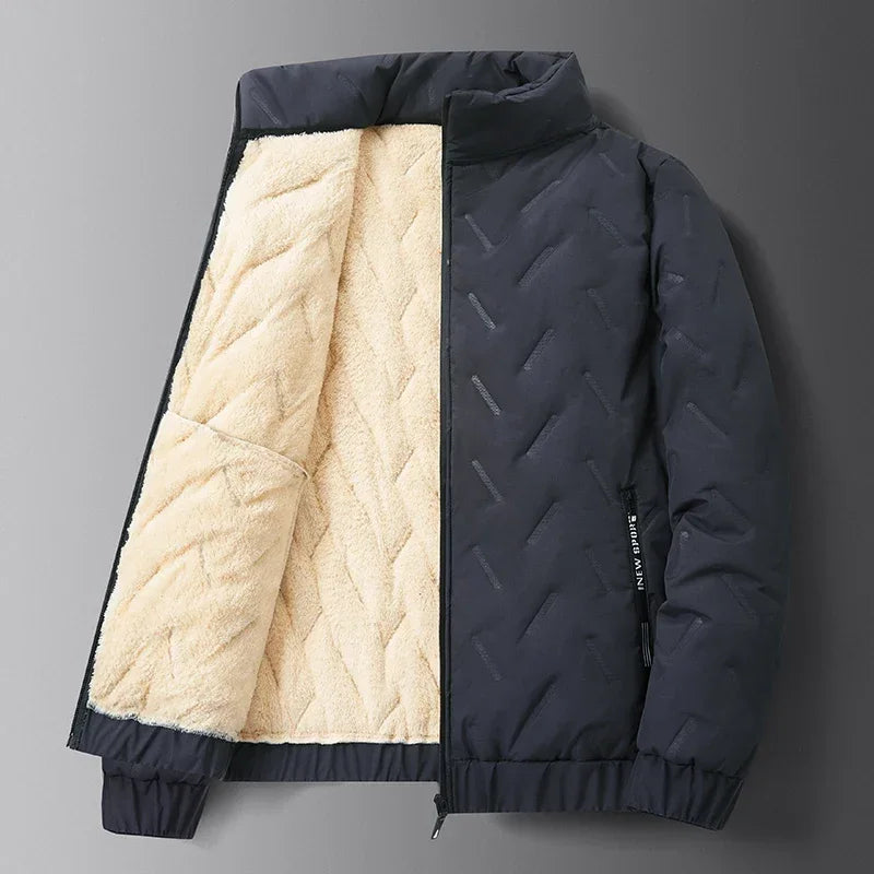 Parka Homme Laine d’Agneau – Imperméable Légère Col Montant Hiver