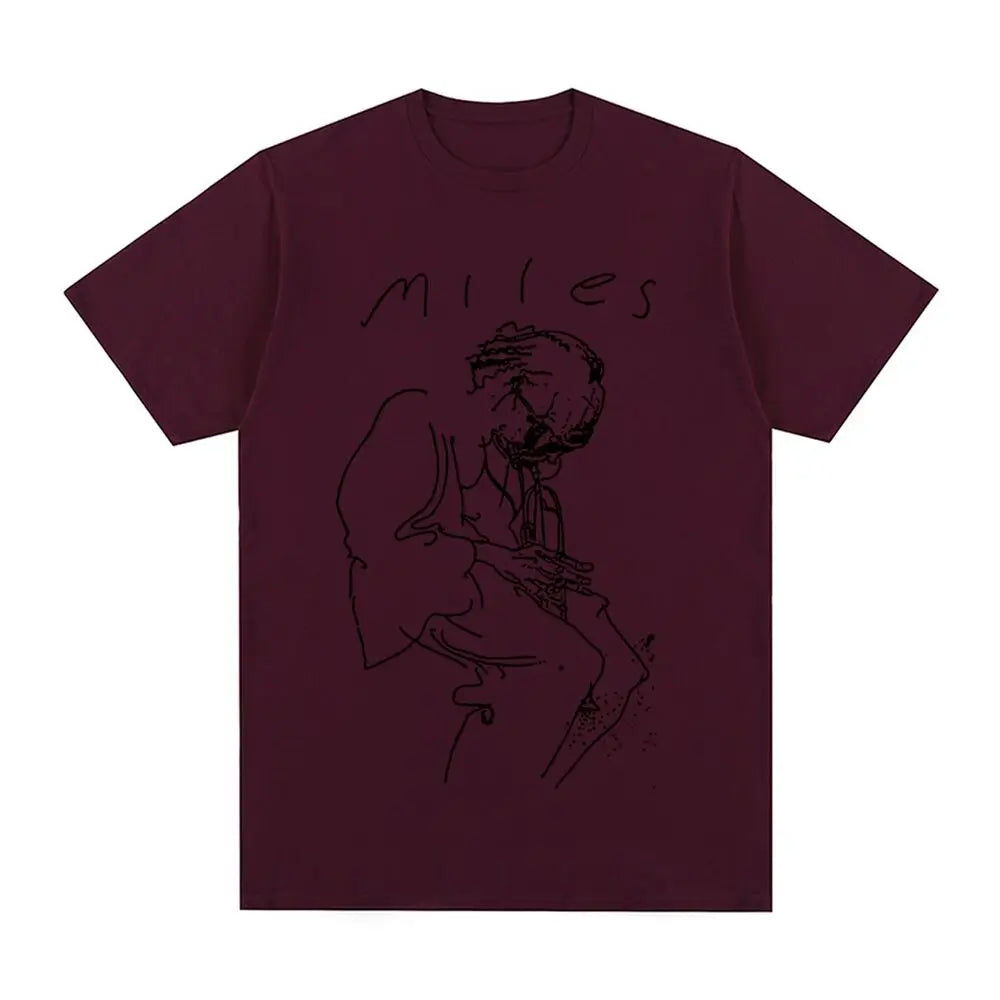 Miles Davis Vintage T-shirt Retro Music Jazz Concert Singer Art Cotton Men T shirt New Tee Tshirt Womens Tops