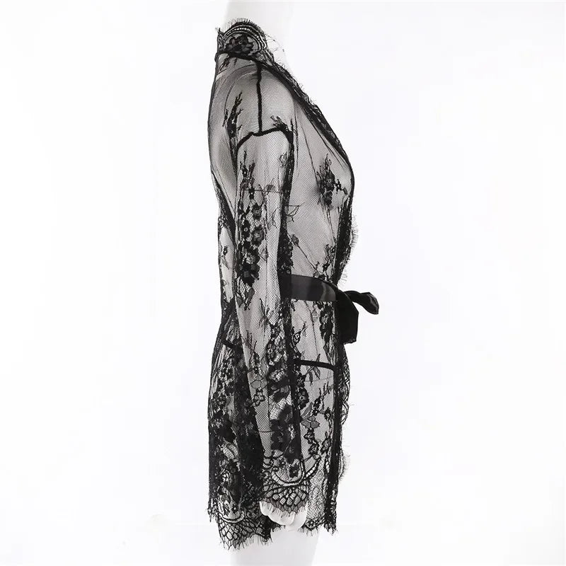 Kimono Dentelle Transparent Femme