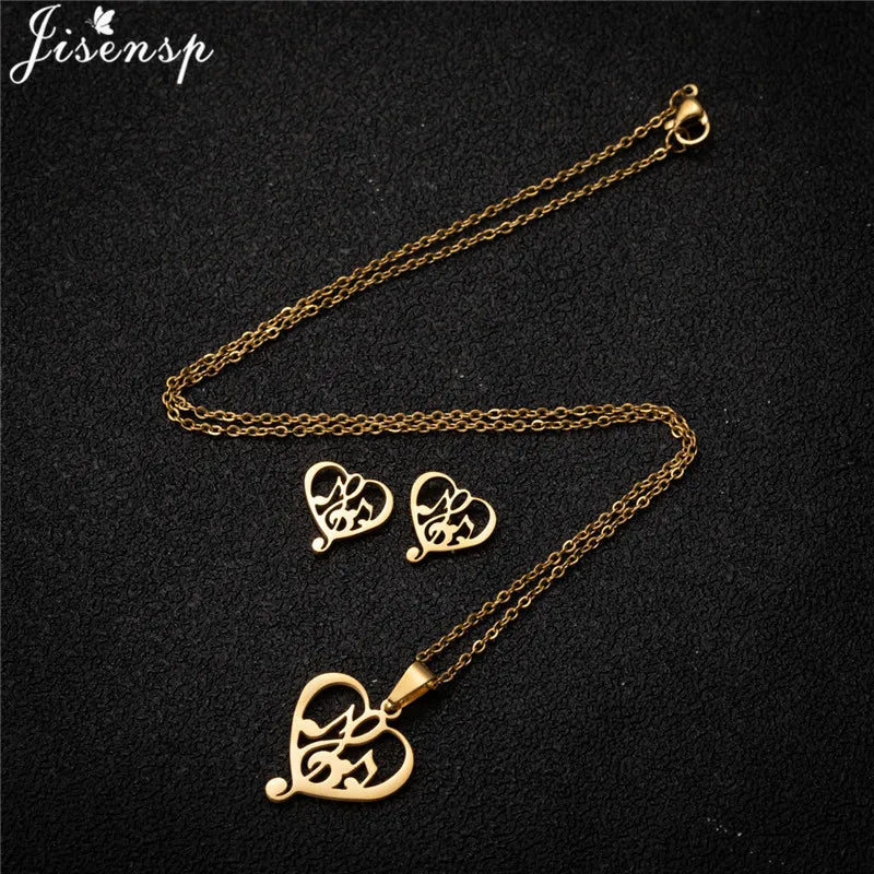 Parure Bijoux Femme Minimaliste – Collier + Boucles d’Oreilles Acier Inoxydable