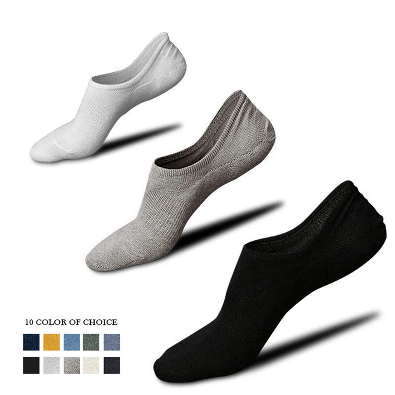 3 Pairs/Lot Plus Size EU47,48 Mens Low Cut Cotton Invisible Socks Silicone Non-slip Summer Autumn Comfort Black White Boat Socks