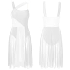 Women Ballet Dance Dress Adult Modern Contemporary Lyrical Dance Costumes Sleeveless Color Block Gymnastics Leotard Dancewear