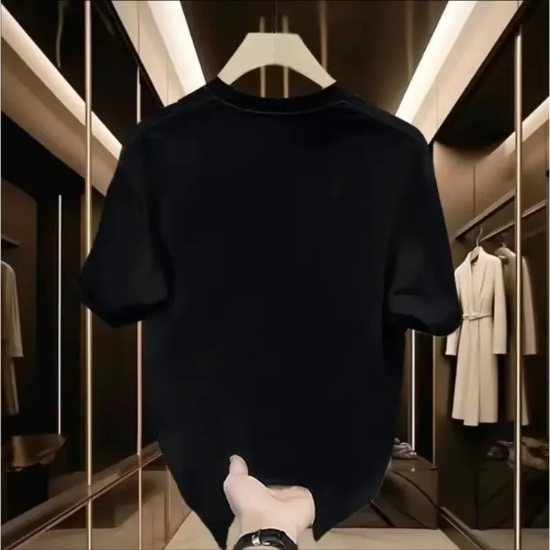 [High-quality Men's Clothing] Cotton Short-sleeved T-shirt Versatile Loose Minimalist Printing Creative Design Trendy Brand Top