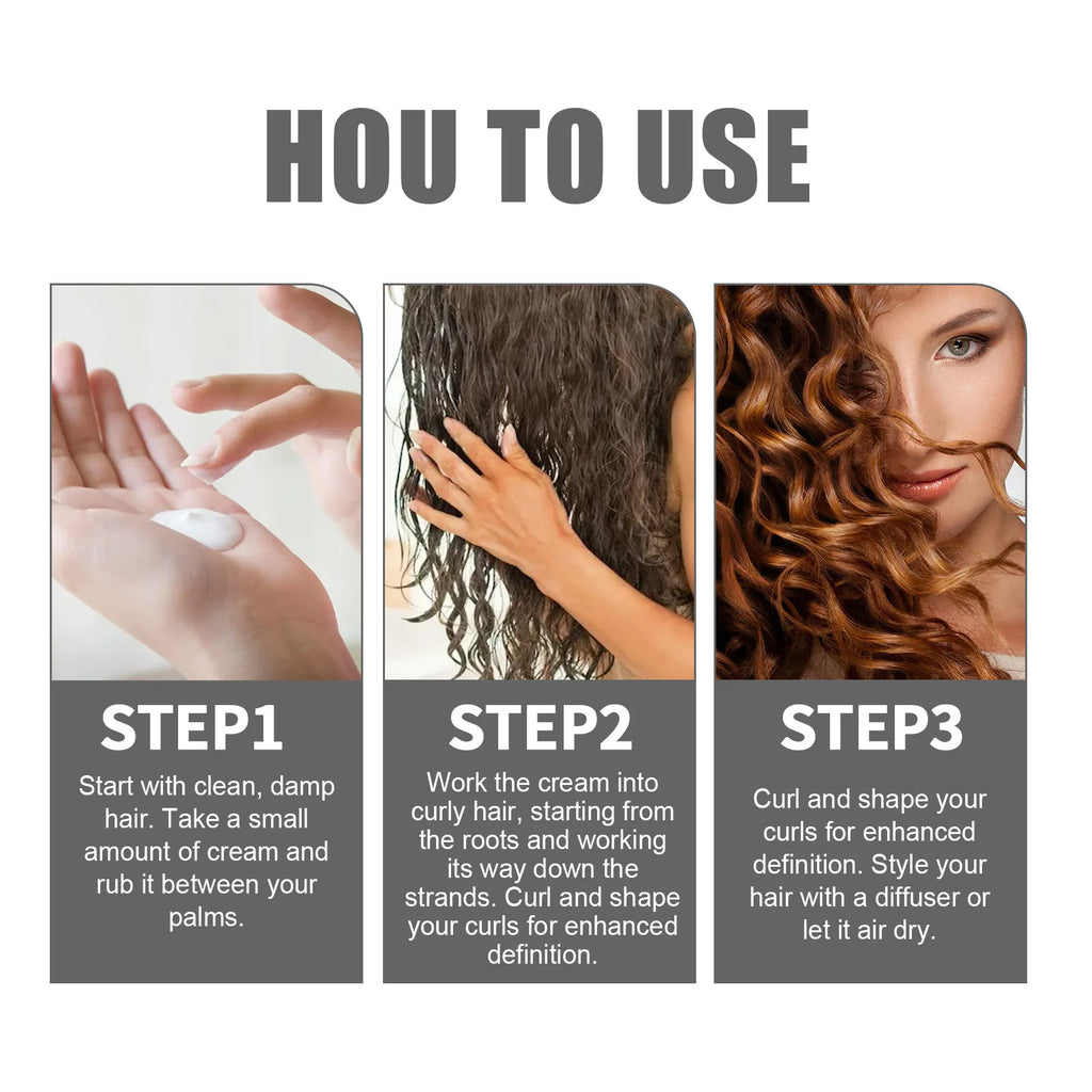 Hair Volumizing Cream Curly Hair Elastin Enhancer Hairstyle Conditioner Repair Frizz Smoothing Moisturizing Boost Defining Cream