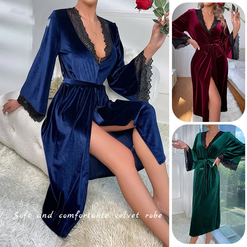 Robe de chambre femme en velours – Mi-longue et élégante