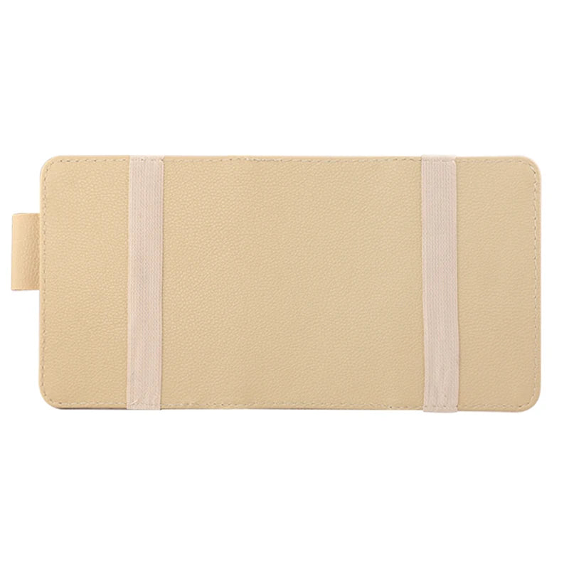 Car Sun Visor Organizer Storage Travel Document Holder With Multi-Pocket PU Leather Cards Receipts Pouch With Zip