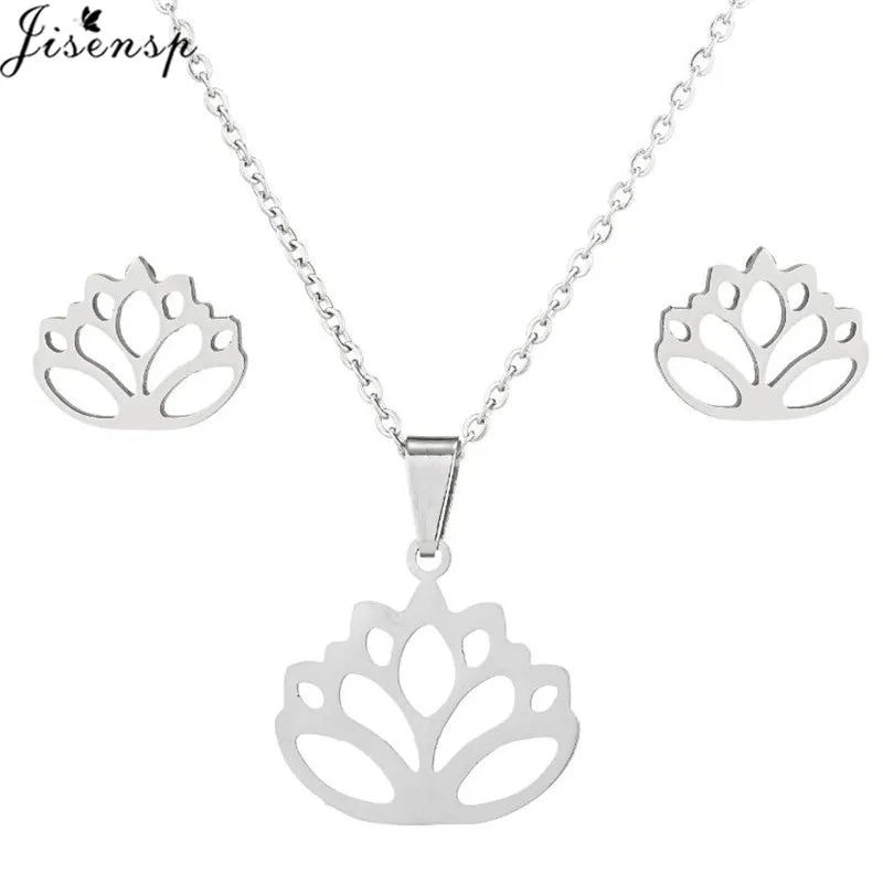 Parure Bijoux Femme Minimaliste – Collier + Boucles d’Oreilles Acier Inoxydable