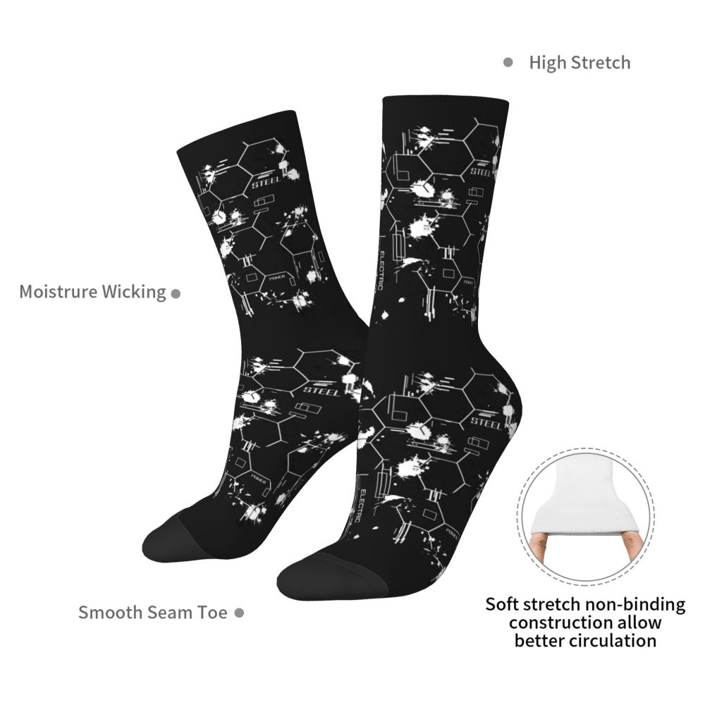 Techwear Men's Crew Socks Unisex Fun Japanese Future Tech Street Wear Style Spring Summer Autumn Winter Dress Socks