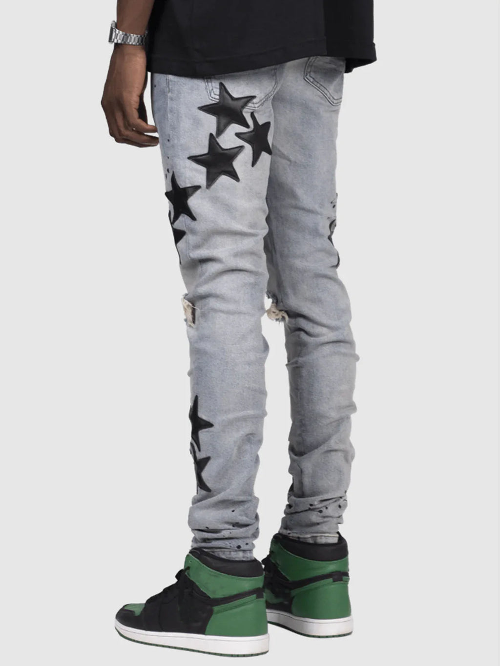 Jean homme slim déchiré – Streetwear délavé bleu, gris ou bleu clair