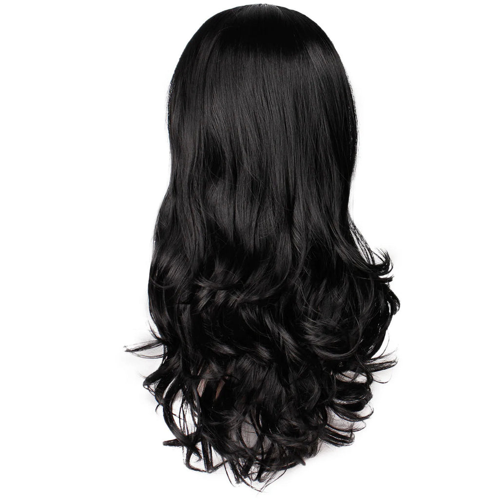 24 Inch Black Wavy Wig For Women Synthetic Long Curly Hair Heat-Resistant Wig For Daily Party Use 2026 Trending Peluca Fiestas